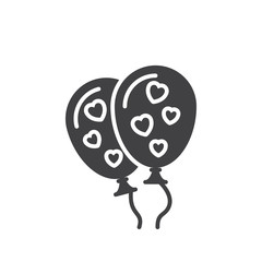 Balloons with hearts icon vector, filled flat sign, solid pictogram isolated on white. Symbol, logo illustration