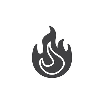 Fire flame icon vector, filled flat sign, solid pictogram isolated on white. Symbol, logo illustration