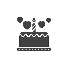 Love cake with hearts icon vector, filled flat sign, solid pictogram isolated on white. Symbol, logo illustration