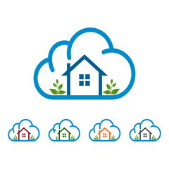 cloud home, cloud real estate vector logo design