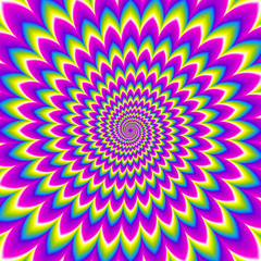 Iridescent spirals. Optical expansion illusion.