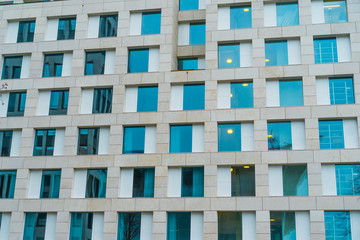 block formated windows at office building
