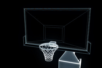 Basket Basketball in Wireframe Hologram Style. Nice 3D Render
