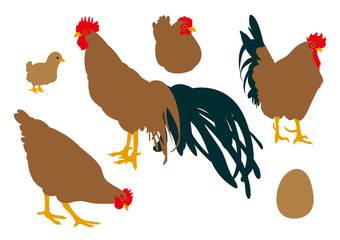 茶色のニワトリのイラスト