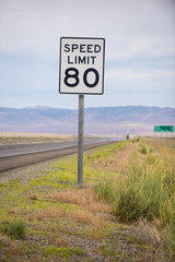 Speed limit 80 sign along highway