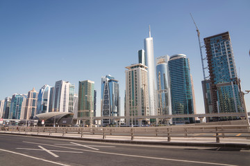 Fototapeta na wymiar street of the city of tall buildings, Dubai