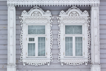 Carved wooden decorative window