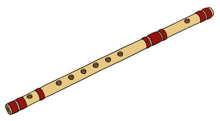 Hand drawing of a classic bamboo flute - 132427625