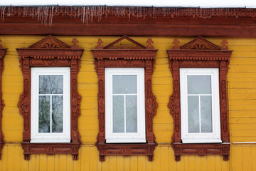Carved wooden decorative windows