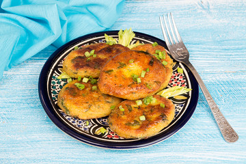 Plate of homemade fried pea chikpea fritters
