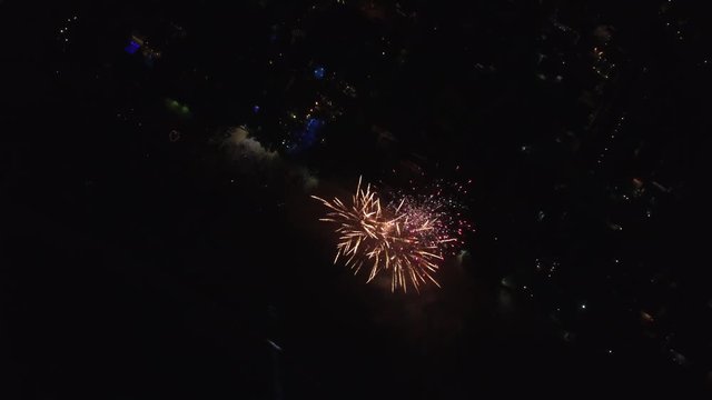 Aerial View of Fireworks in Sao Paulo, Brazilian