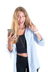 Young woman with cell