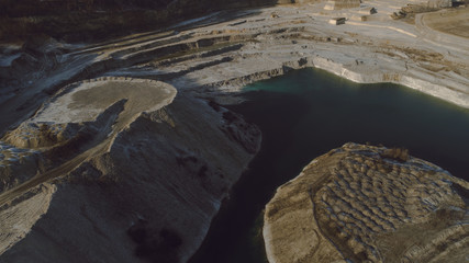 Aerial shot of Clay Rocks and Water by Drone