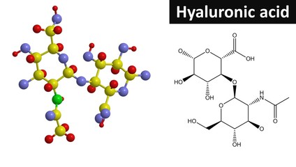Molecular structure of Hyaluronic acid, 3D rendering