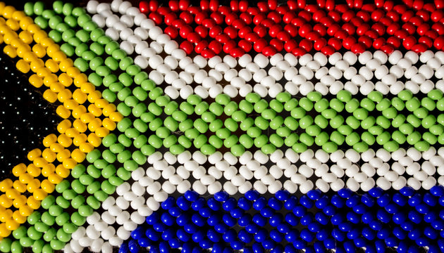  South African beads flag. Tribal modern art. 