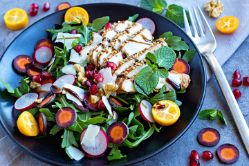 very coloful and healthy salad deliciously served