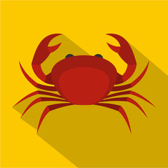 Red king crab icon, flat style
