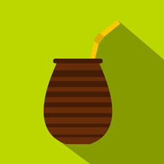 Chimarrao for mate or terere icon, flat style