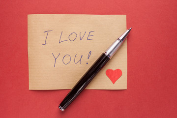 confession letter on red background