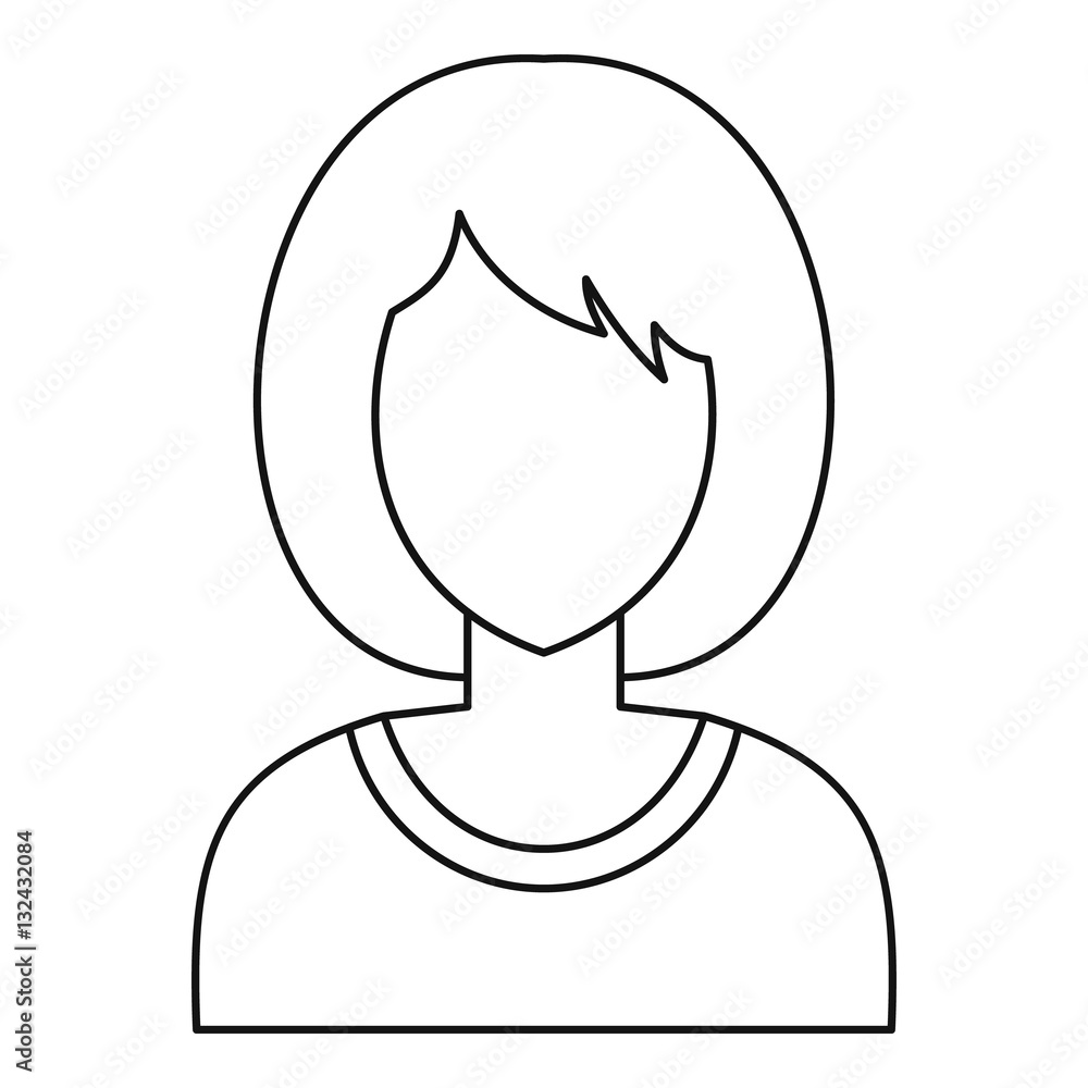 Wall mural woman avatar profile icon, outline style