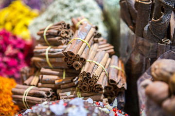 Cinnamon sticks  in the market.
