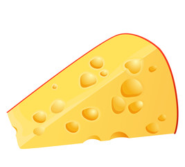 Piece of cheese isolated on white background