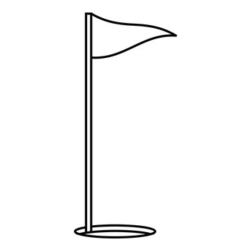 Flags of golf course icon, outline style