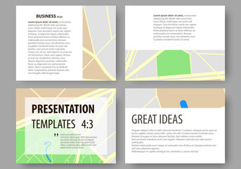 Set of business templates for presentation slides. Easy editable layouts. City map with streets. Flat design template, tourism businesses, abstract vector illustration.