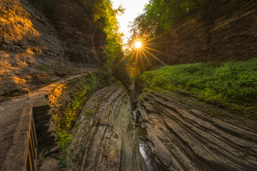 Sunrise in the Gorge Trail at Watkins Glen New York 