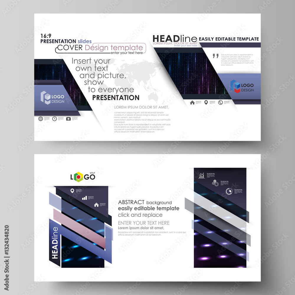 Poster business templates in hd format for presentation slides. layouts in flat style. abstract colorful ne
