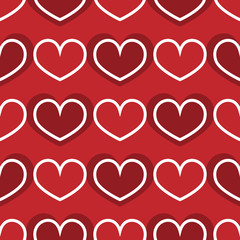 Seamless texture of white and red hearts. Romantic pattern.
