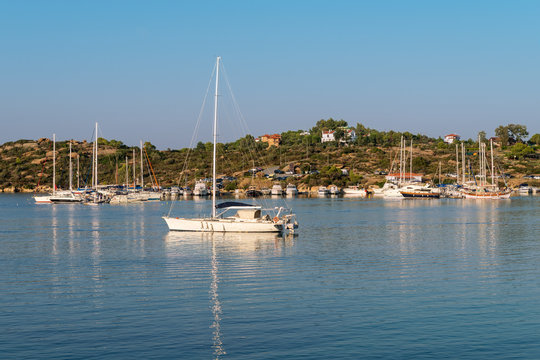 Marina at  Aegean sea coast ,  Sithonia, Chalkidiki, Greece.