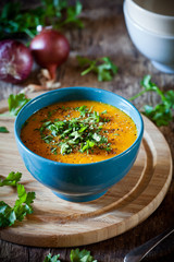 Bowl Of Carrot Potato And Onion Soup