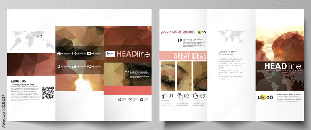 Poster tri-fold brochure business templates on both sides. easy editable abstract vector layout in flat des