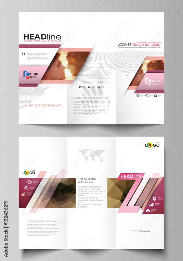 Poster tri-fold brochure business templates on both sides. easy editable abstract vector layout in flat des