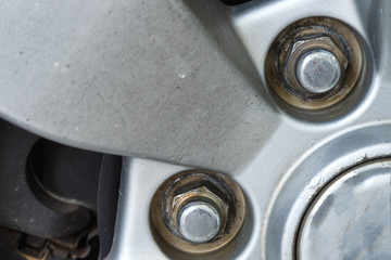 Car wheel on a car - closeup