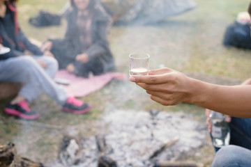 Breakfast Camping,People Friendship Traveling Camping Concept