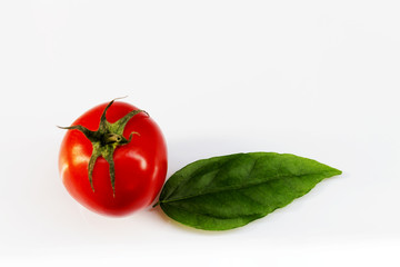 Tomato red on a white background.