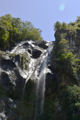 Waterfall in deep forest on the mountain.