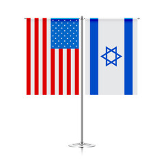vector table stand with flags of usa and israel. symbolizing the cooperation between the two countries. vector table flags