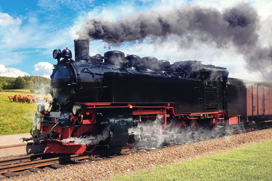 German Steam Train on Rugen in Northern Germany