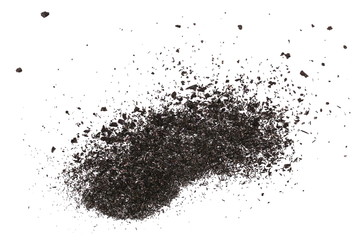 pile purplish red mineral isolated on white background, crystal texture