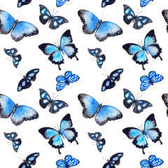 Butterflies. Seamless background. Watercolor