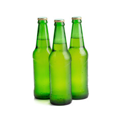 beer bottle green isolated on white background.
