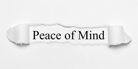 Peace of Mind on white torn paper