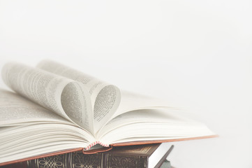 Book pages in a heart shape