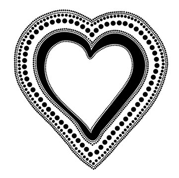 Vector illustration of decorative heart black and white