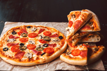 Hot Homemade Pepperoni Pizza Ready to Eat