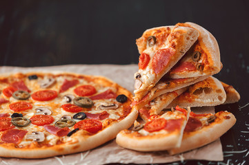 Hot Homemade Pepperoni Pizza Ready to Eat