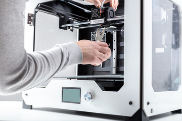 Designer Working With 3D Printer